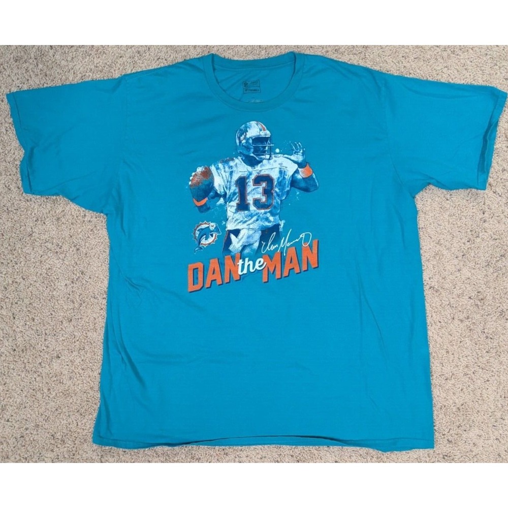 Miami Dolphins Shirt Mens 3XL Blue Dan Marino Graphic Tee Retro 90s NFL Football